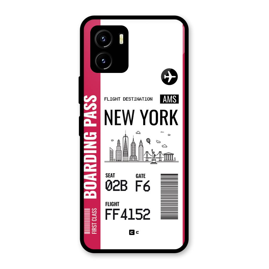 New York Boarding Pass Glass Back Case for Vivo Y15s