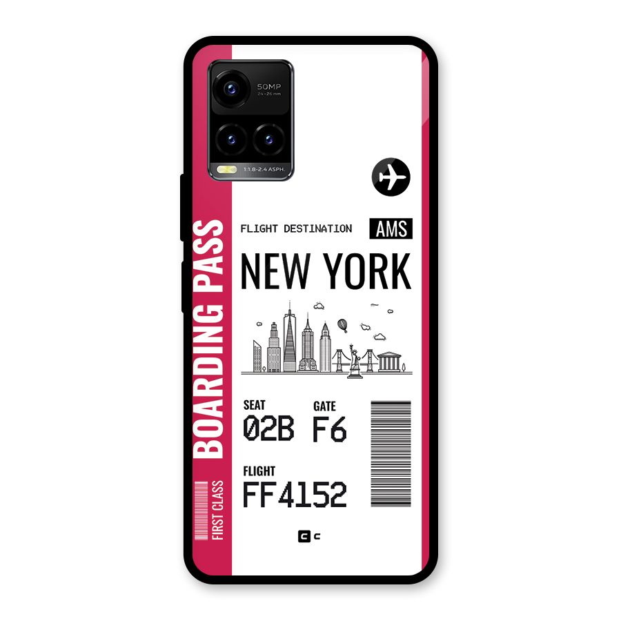 New York Boarding Pass Glass Back Case for Vivo Y21A