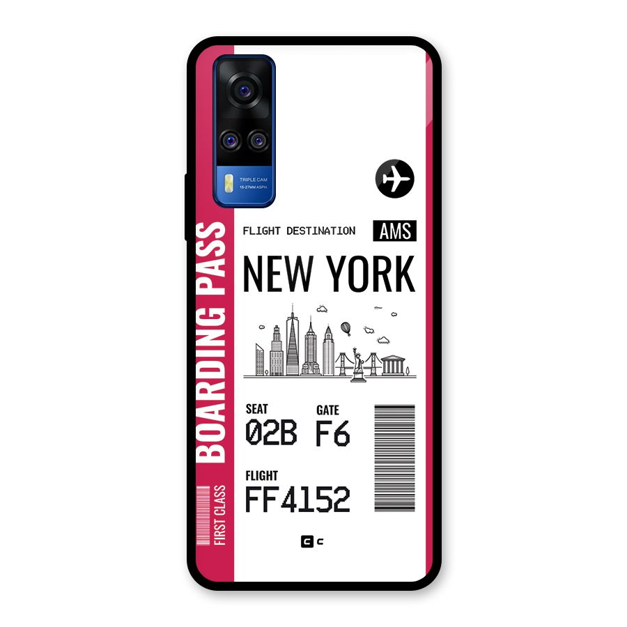 New York Boarding Pass Glass Back Case for Vivo Y31