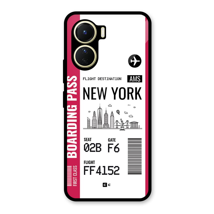 New York Boarding Pass Glass Back Case for Vivo Y56