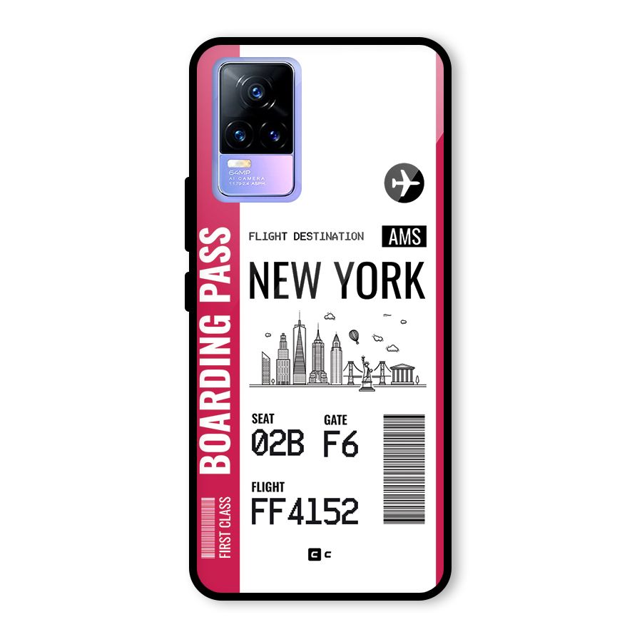 New York Boarding Pass Glass Back Case for Vivo Y73