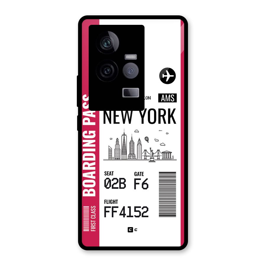 New York Boarding Pass Glass Back Case for Vivo iQOO 11 5G