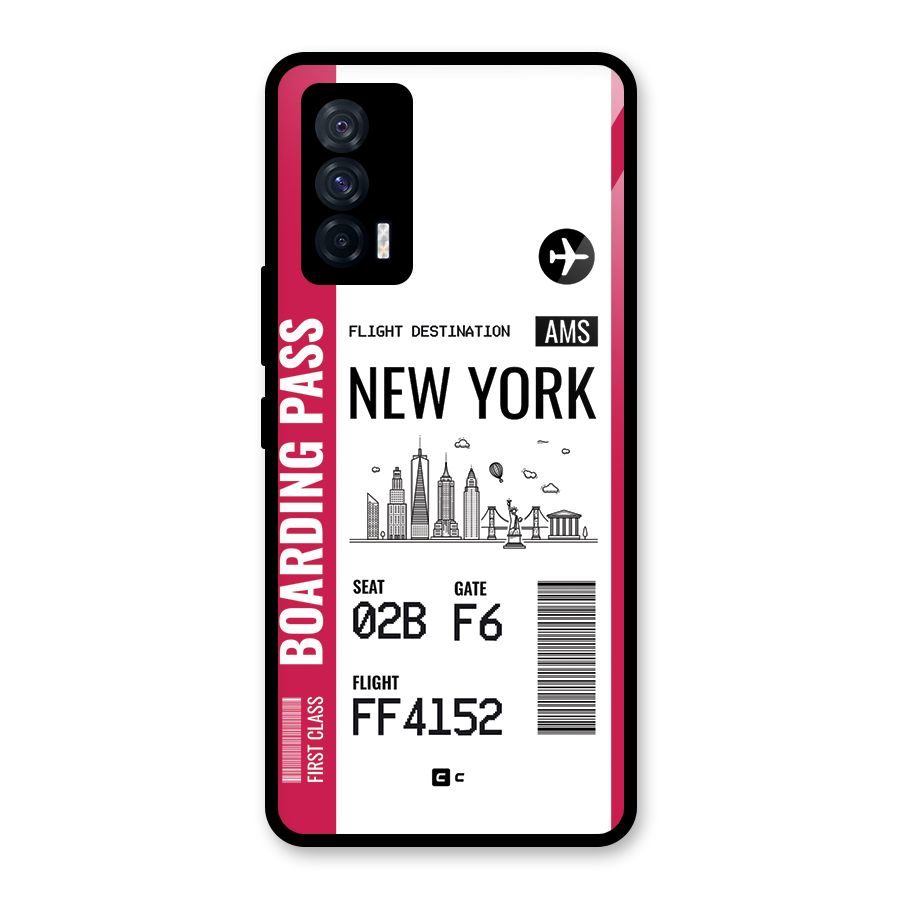 New York Boarding Pass Glass Back Case for Vivo iQOO 7 5G