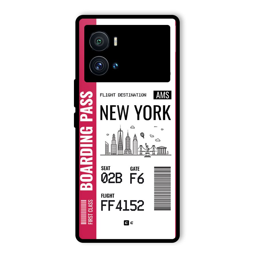 New York Boarding Pass Glass Back Case for Vivo iQOO 9 Pro