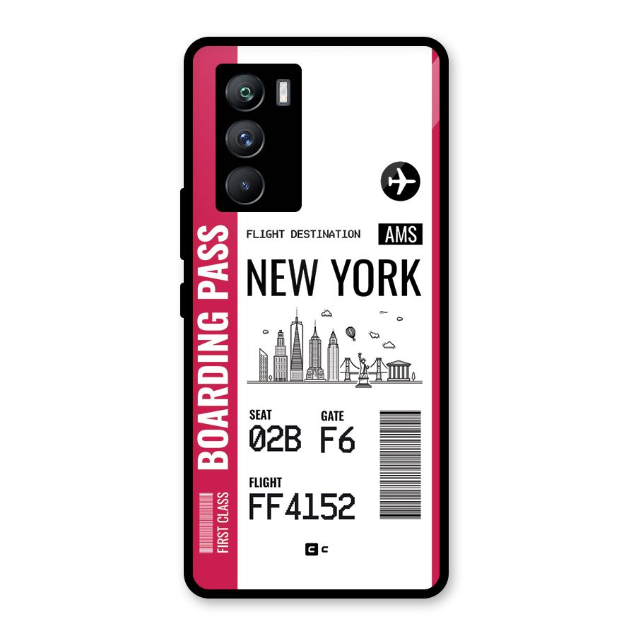 New York Boarding Pass Glass Back Case for Vivo iQOO 9 SE