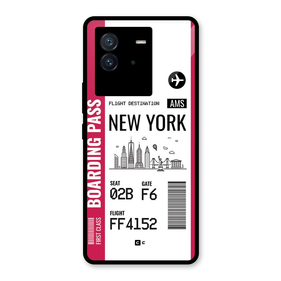 New York Boarding Pass Glass Back Case for Vivo iQOO Neo 6 5G