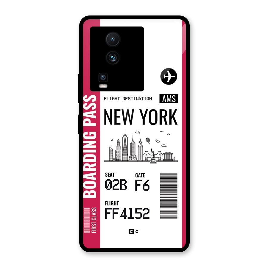 New York Boarding Pass Glass Back Case for Vivo iQOO Neo 7 Pro