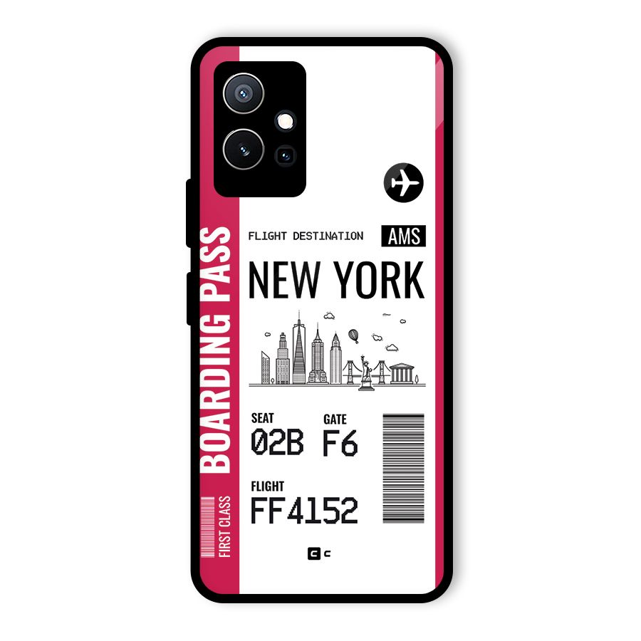 New York Boarding Pass Glass Back Case for Vivo iQOO Z6