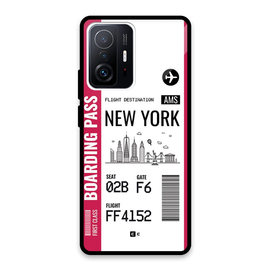 New York Boarding Pass Glass Back Case for Xiaomi 11T Pro