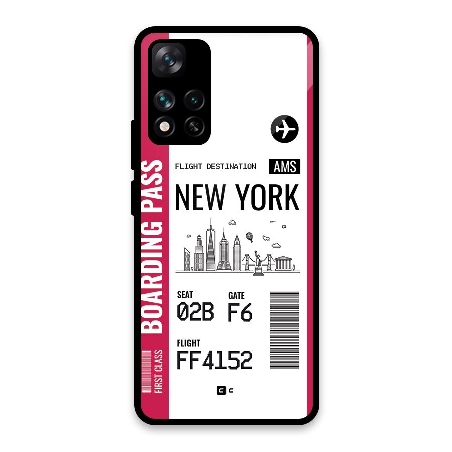 New York Boarding Pass Glass Back Case for Xiaomi 11i HyperCharge 5G