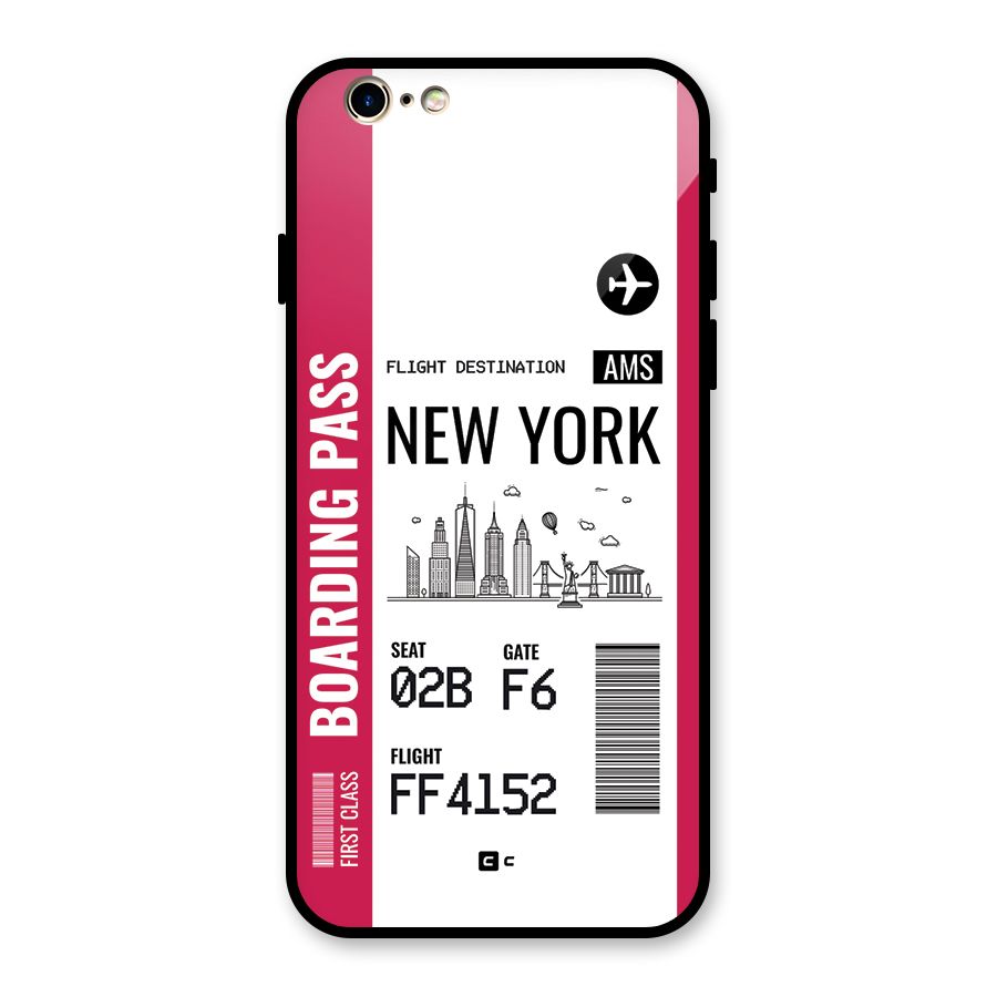 New York Boarding Pass Glass Back Case for iPhone 6 6S