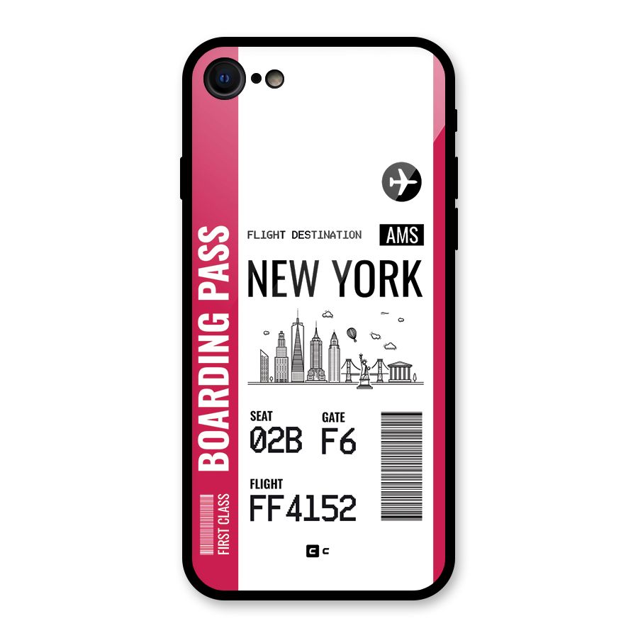New York Boarding Pass Glass Back Case for iPhone 7