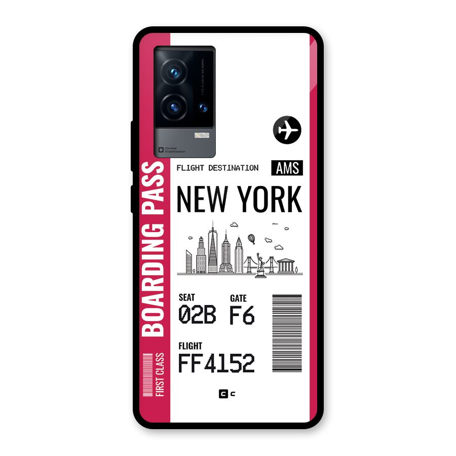 New York Boarding Pass Glass Back Case for iQOO 9 5G