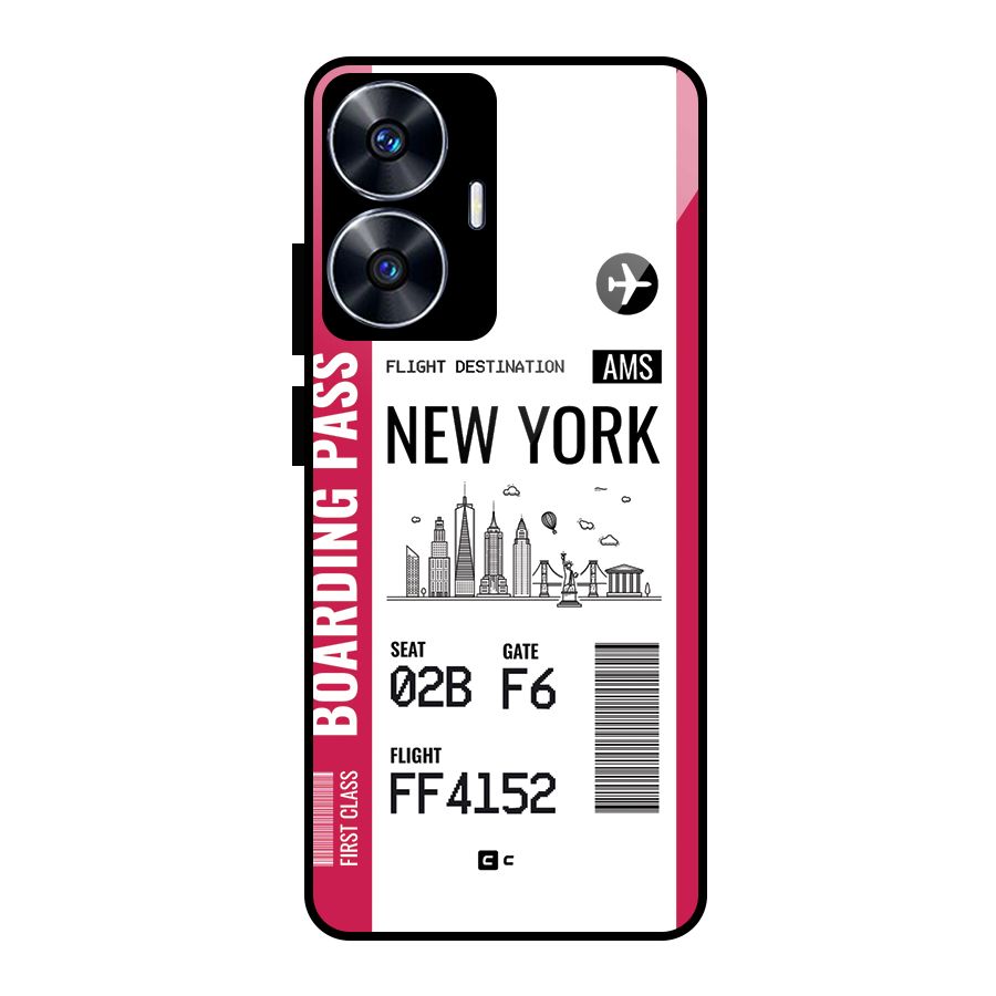 New York Boarding Pass Glass Back Case for realme C55