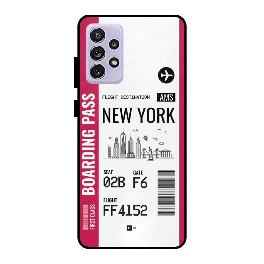 New York Boarding Pass Metal Back Case for Galaxy A72