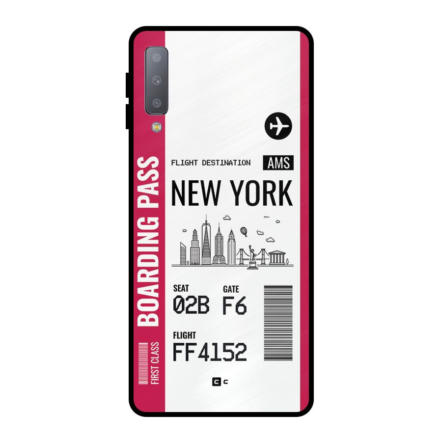 New York Boarding Pass Metal Back Case for Galaxy A7 (2018)