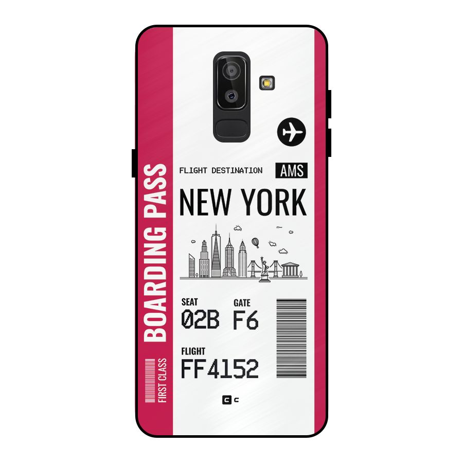 New York Boarding Pass Metal Back Case for Galaxy J8
