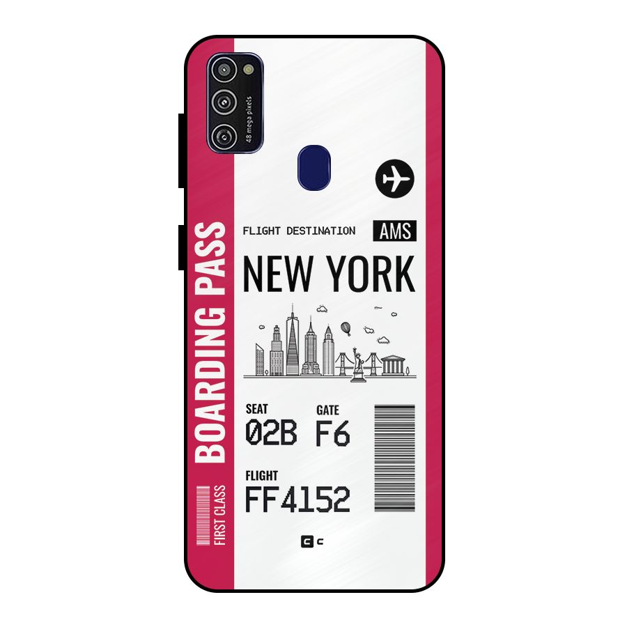 New York Boarding Pass Metal Back Case for Galaxy M30s