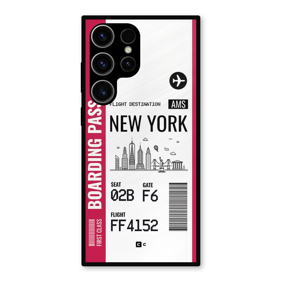 New York Boarding Pass Metal Back Case for Galaxy S23 Ultra