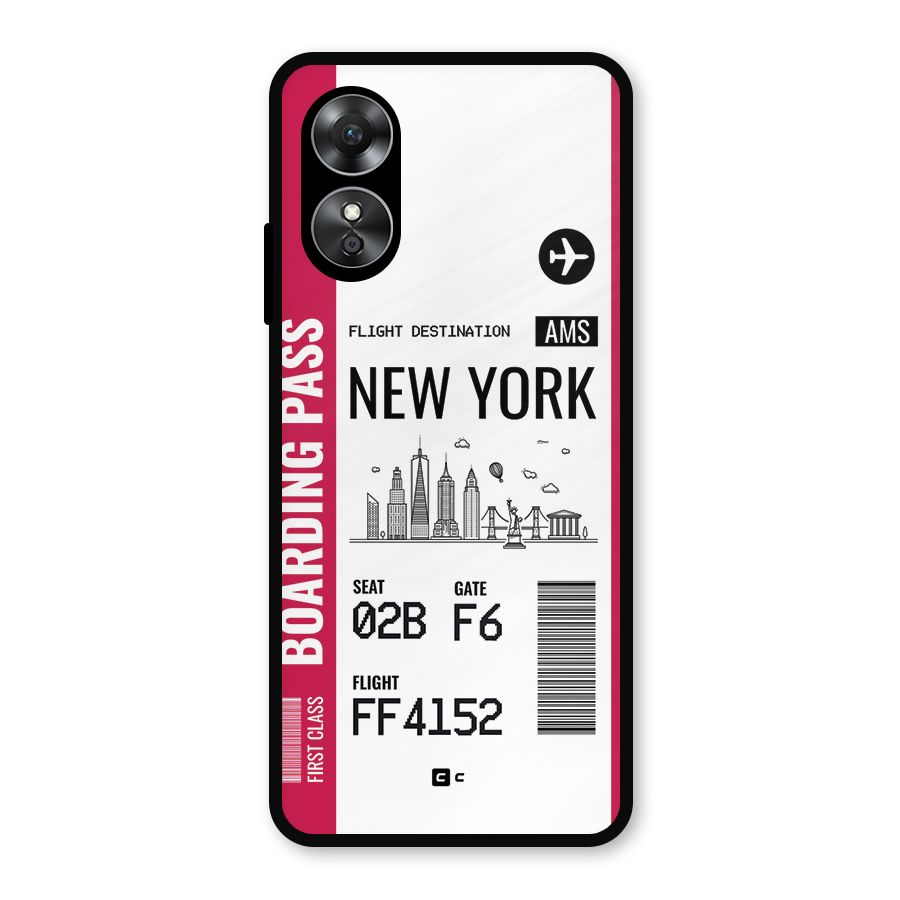 New York Boarding Pass Metal Back Case for Oppo A17