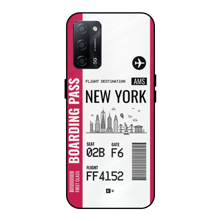 New York Boarding Pass Metal Back Case for Oppo A53s 5G