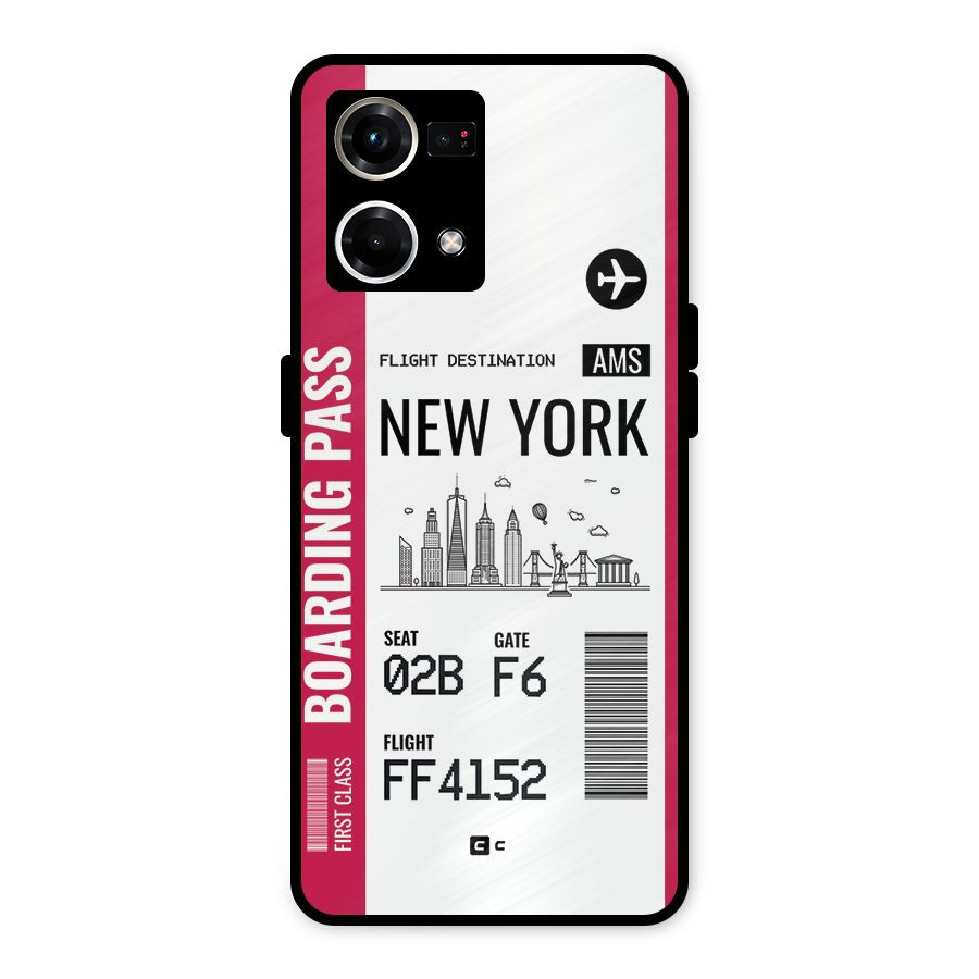 New York Boarding Pass Metal Back Case for Oppo F21s Pro 4G