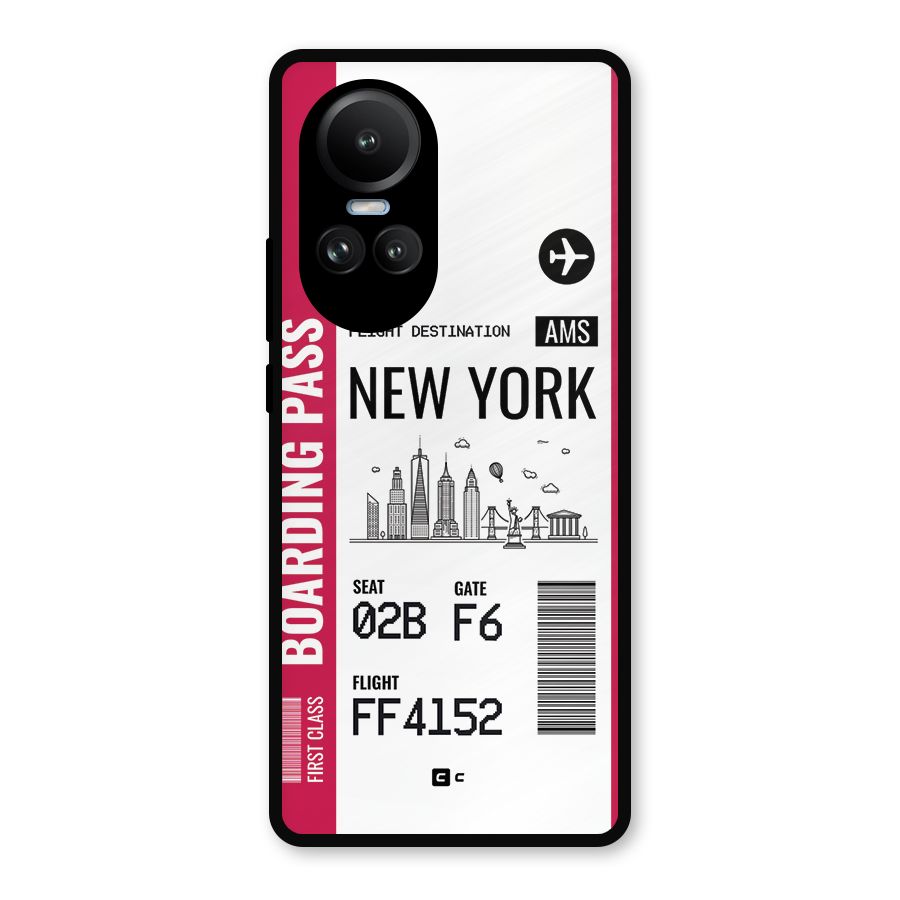 New York Boarding Pass Metal Back Case for Oppo Reno10