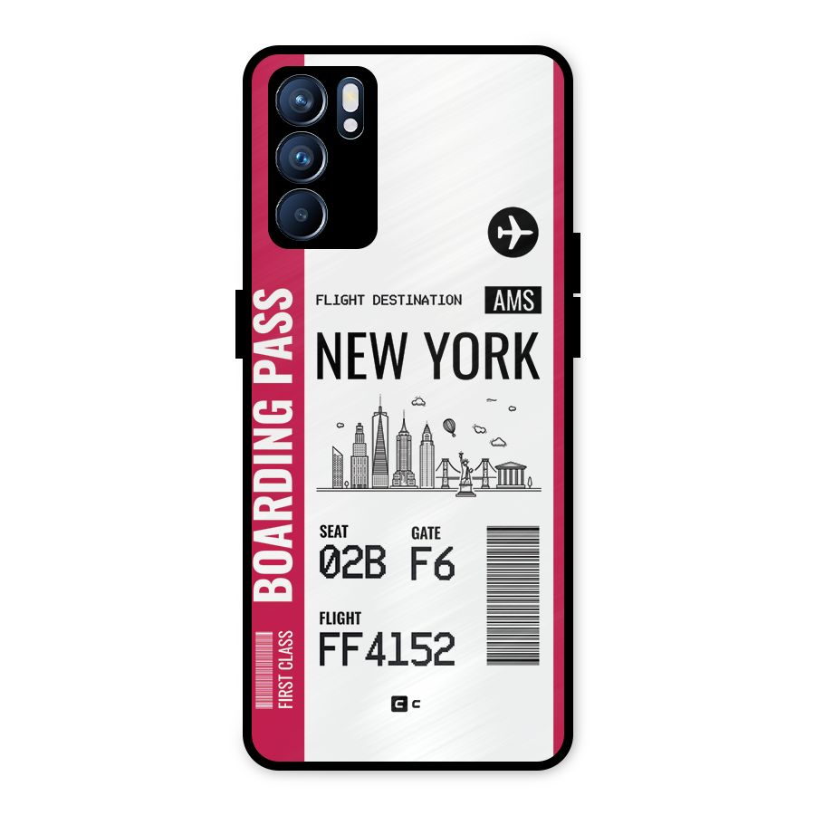 New York Boarding Pass Metal Back Case for Oppo Reno6 5G