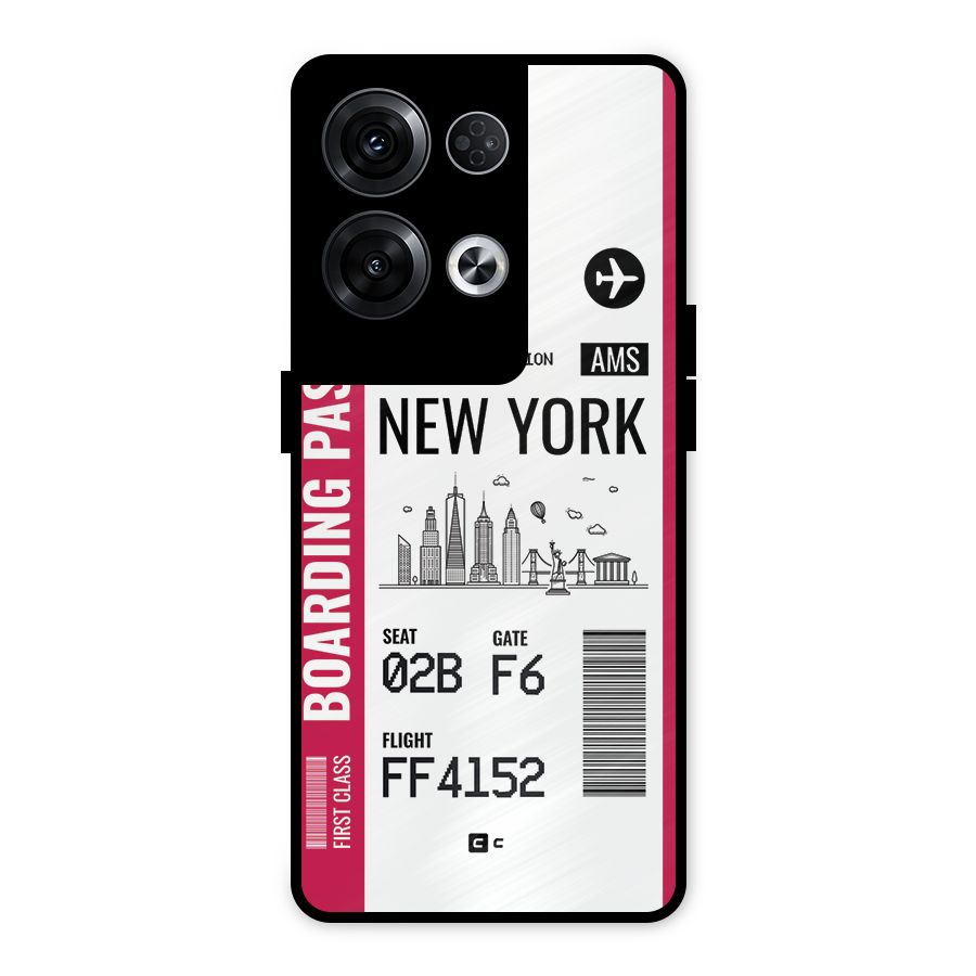 New York Boarding Pass Metal Back Case for Oppo Reno8 Pro 5G