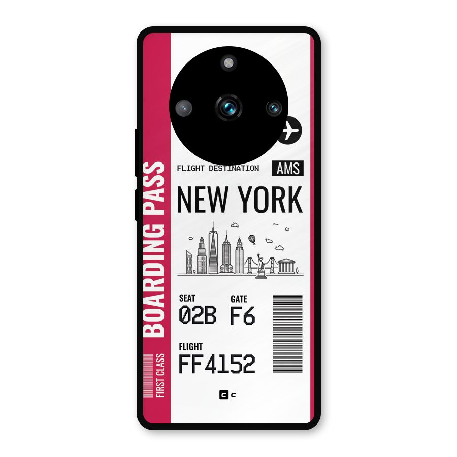 New York Boarding Pass Metal Back Case for Realme 11 Pro Plus