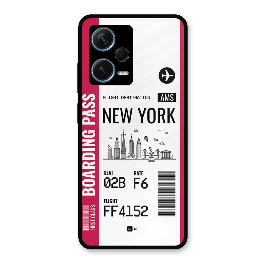 New York Boarding Pass Metal Back Case for Redmi Note 12 Pro Plus 5G