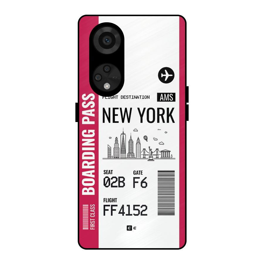 New York Boarding Pass Metal Back Case for Reno8 T 5G