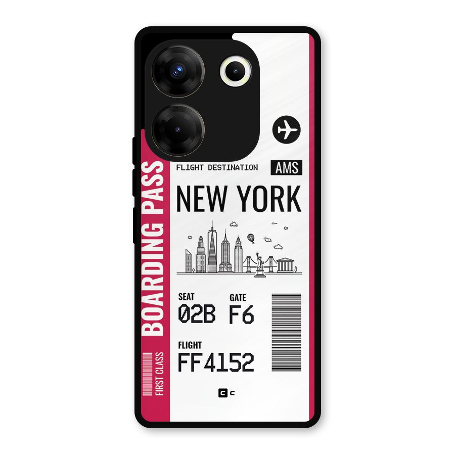 New York Boarding Pass Metal Back Case for Tecno Camon 20