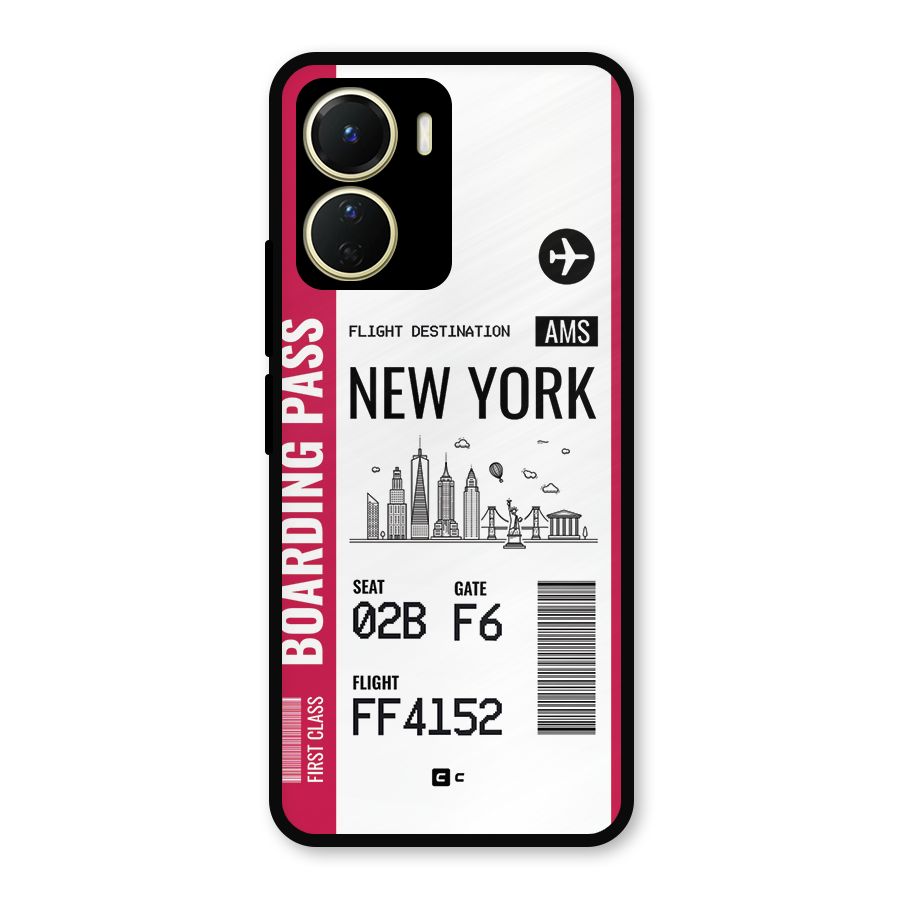 New York Boarding Pass Metal Back Case for Vivo T2x
