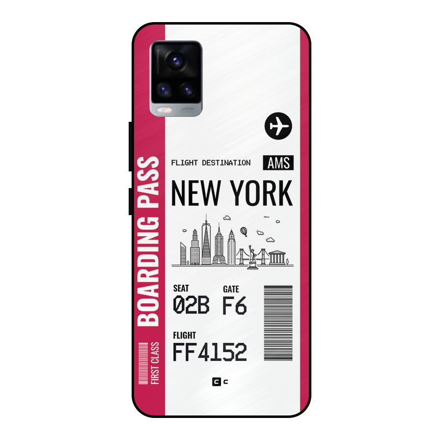 New York Boarding Pass Metal Back Case for Vivo V20