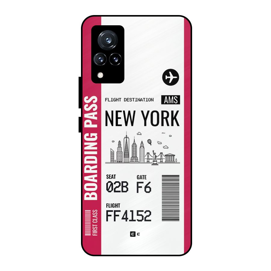 New York Boarding Pass Metal Back Case for Vivo V21 5G