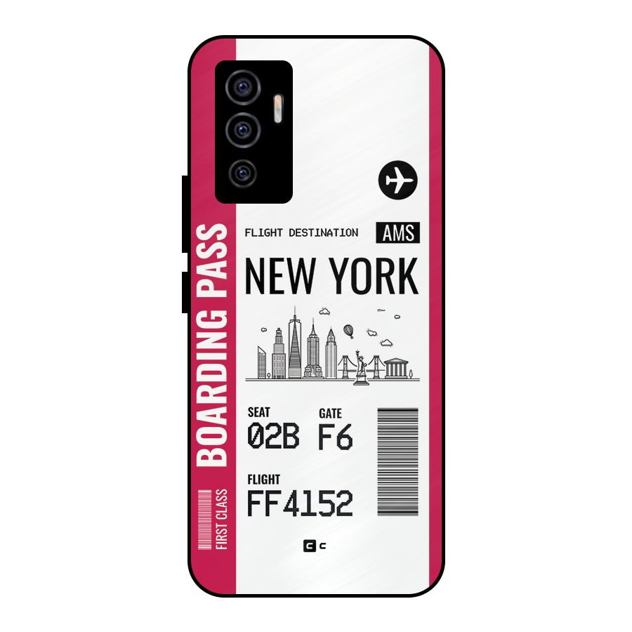 New York Boarding Pass Metal Back Case for Vivo V23e