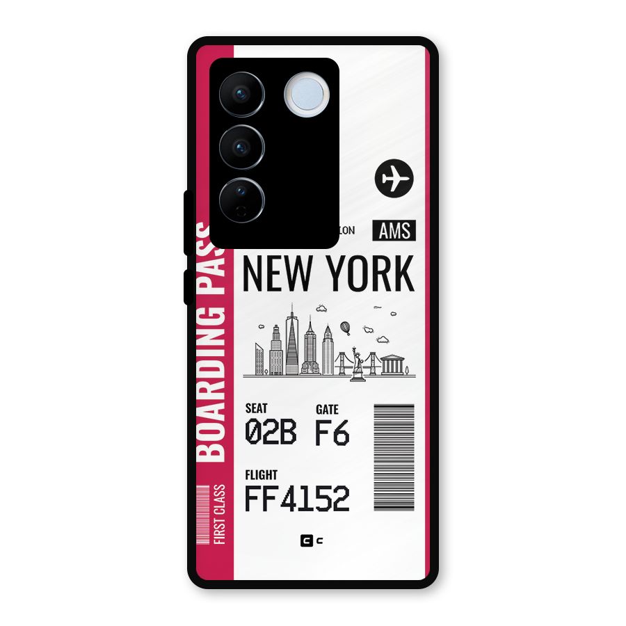 New York Boarding Pass Metal Back Case for Vivo V27
