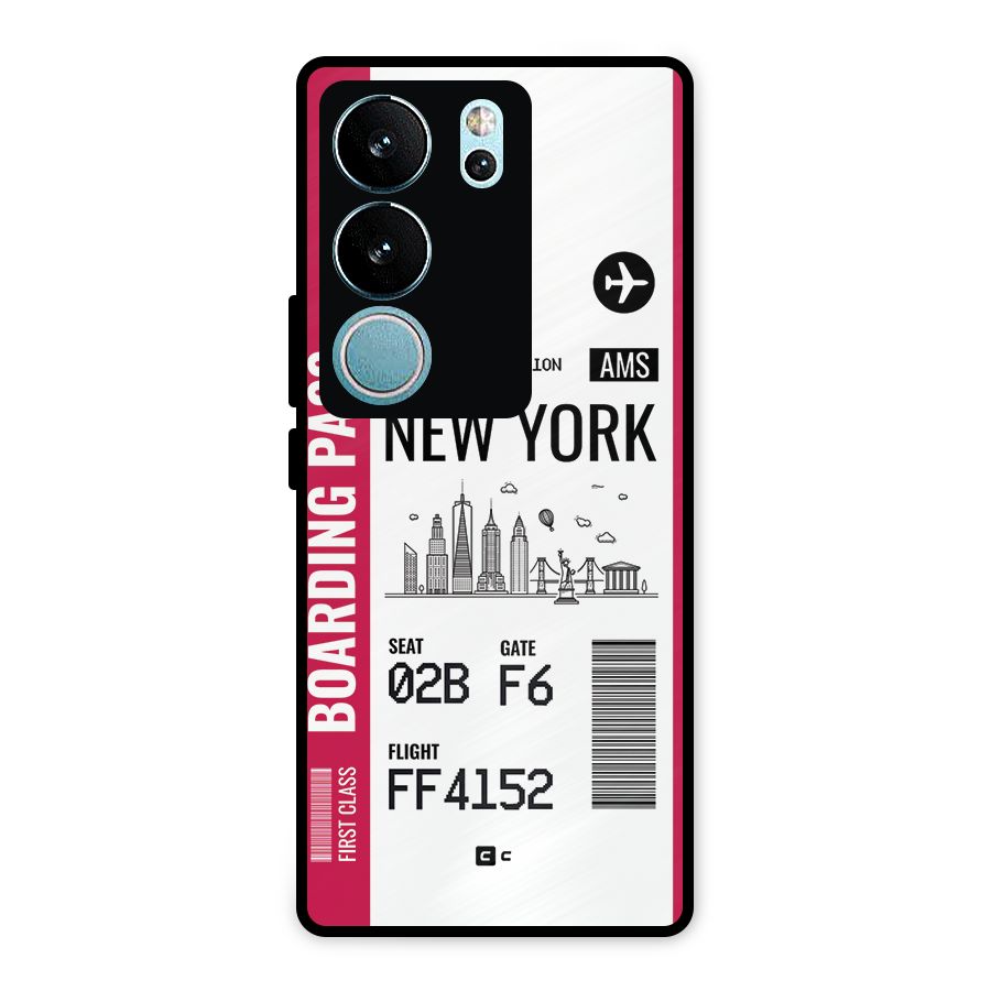 New York Boarding Pass Metal Back Case for Vivo V29
