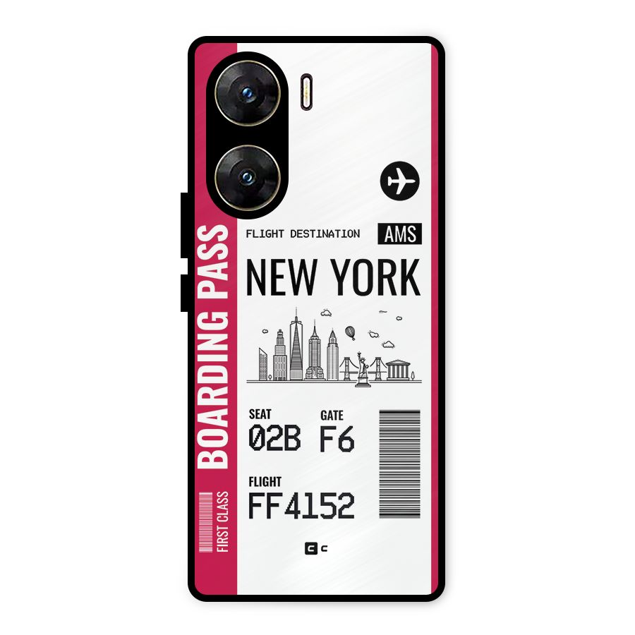 New York Boarding Pass Metal Back Case for Vivo V29e