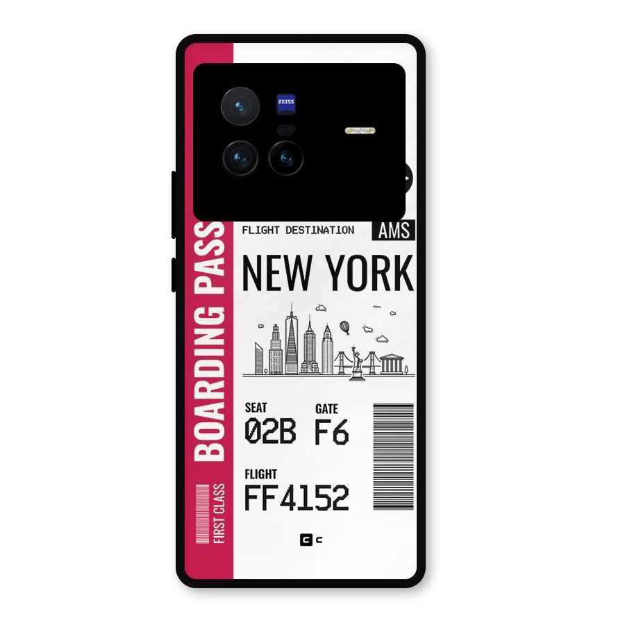 New York Boarding Pass Metal Back Case for Vivo X80