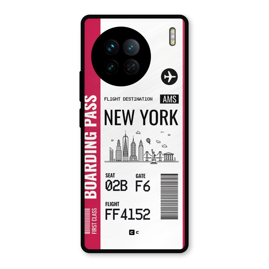 New York Boarding Pass Metal Back Case for Vivo X90