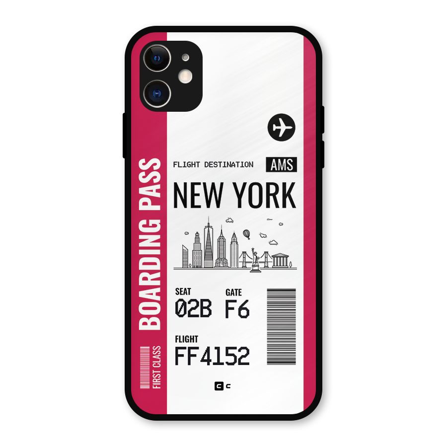 New York Boarding Pass Metal Back Case for iPhone 11