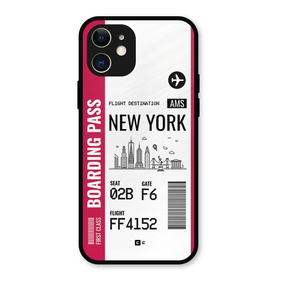 New York Boarding Pass Metal Back Case for iPhone 12