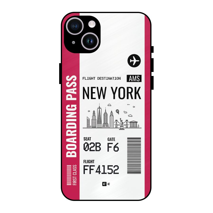 New York Boarding Pass Metal Back Case for iPhone 14 Plus