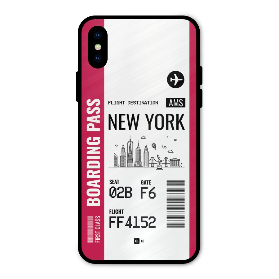 New York Boarding Pass Metal Back Case for iPhone XS