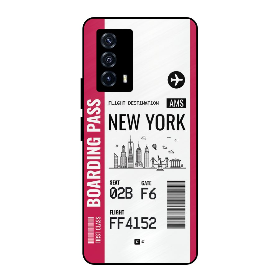 New York Boarding Pass Metal Back Case for iQOO Z5