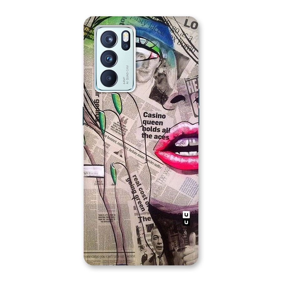 Newspaper Girl Art Glass Back Case for Oppo Reno6 Pro 5G