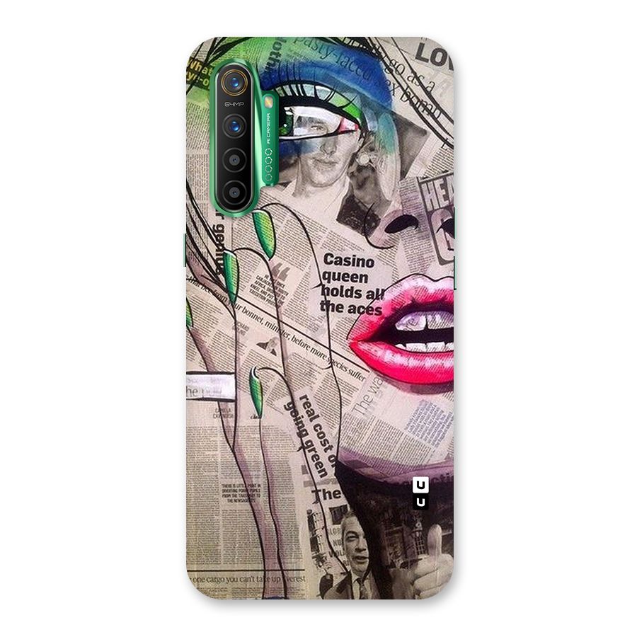 Newspaper Girl Art Glass Back Case for Realme X2