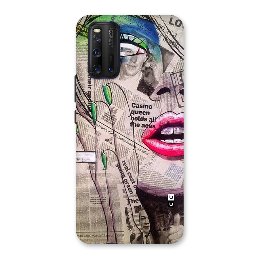 Newspaper Girl Art Glass Back Case for Vivo iQOO 3